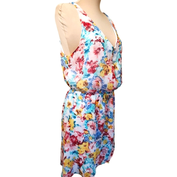 GUESS Floral Print Scoop Neck Mini Dress - Picture 7 of 14